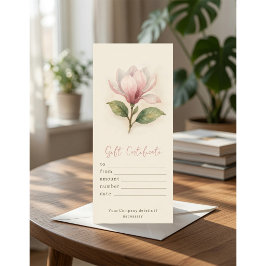 Certificado de regalo de magnolia acuarela persona