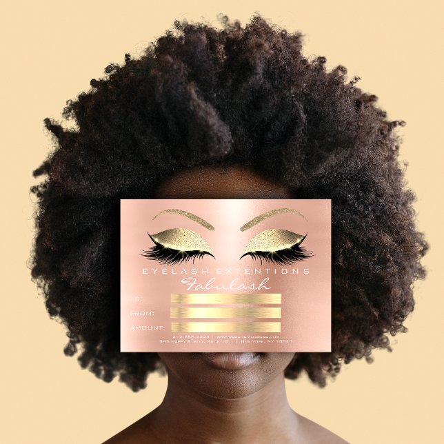 Certificado de Regalo de Maquillaje Lux Lashes Ros (Lux Lashes Pink Rose Gold Makeup Certificate Gift )