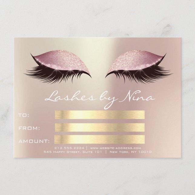 Certificado de regalo de maquillaje Lux Lashes Ros (Anverso)
