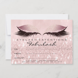 Certificado de regalo de maquillaje rosa de Lashes