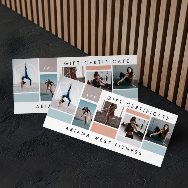 Certificado de regalo de marca Fitness Collage de  (Fitness Brand Photo Collage Gift Certificate)