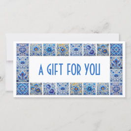 Certificado de regalo de marco de azulejos mediter