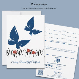Certificado de regalo de mariposas de primavera pr
