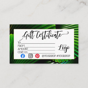 certificado de regalo de marketing ADD YOUR LOGO
