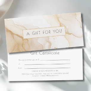 Certificado de regalo de mármol beige de lujo