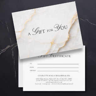 Certificado de Regalo de Mármol Blanco Elegante