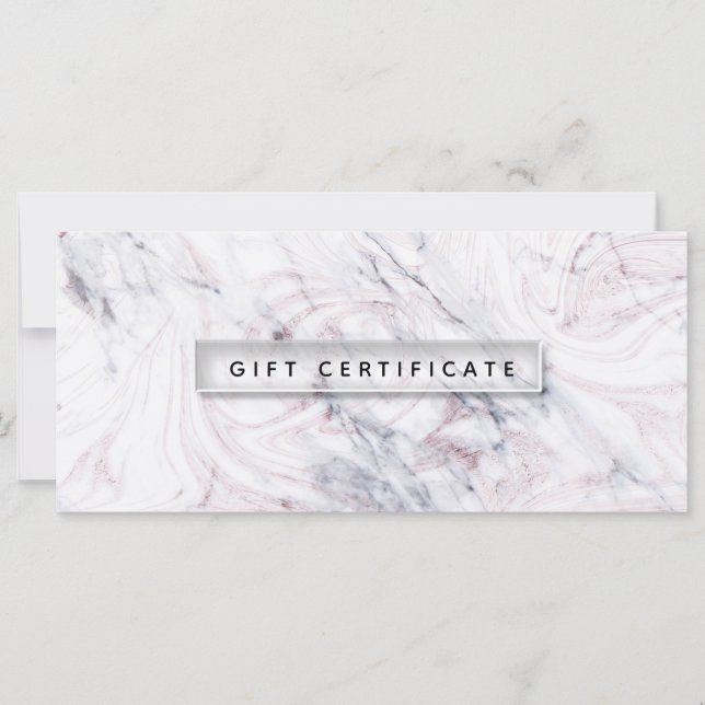 Certificado de regalo de mármol blanco y gris Touc (Anverso)