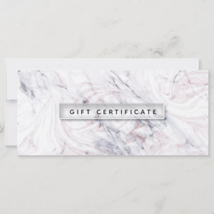Certificado de regalo de mármol blanco y gris Touc