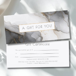 Certificado de regalo de mármol negro gris oro de 