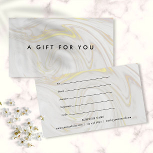 Certificado de regalo de mármol simple y elegante