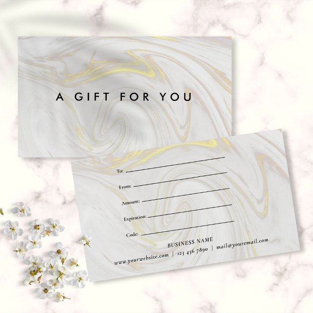 Certificado de regalo de mármol simple y elegante (Simple Elegant Marble Gift Certificate)