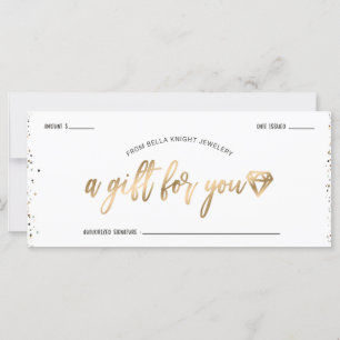 Certificado de regalo de moda Confetti y oro de di