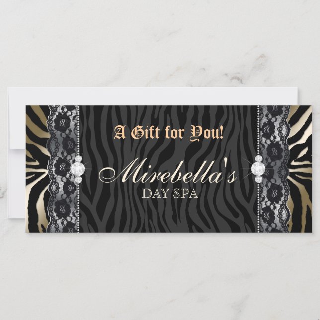 Certificado de regalo de moda Zebra Lace Gold (Anverso)