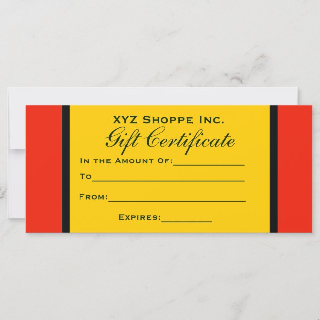 Certificado de regalo de naranja (Anverso)