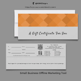Certificado de regalo de Naranja negro gris de mod