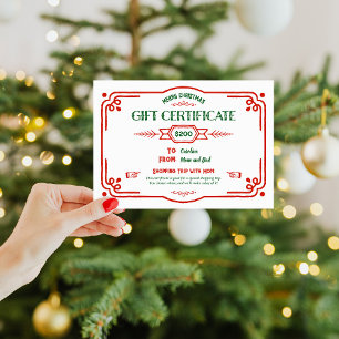 Certificado de regalo de Navidad personalizado