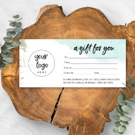 Certificado de regalo de negocio Aqua Gold con log