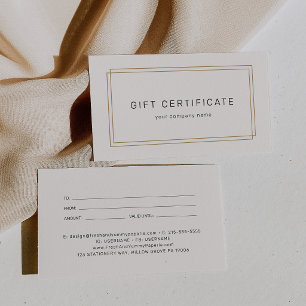 Certificado de regalo de negocio Avery Chic Gold B