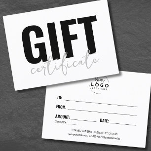 Certificado de regalo de negocio blanco
