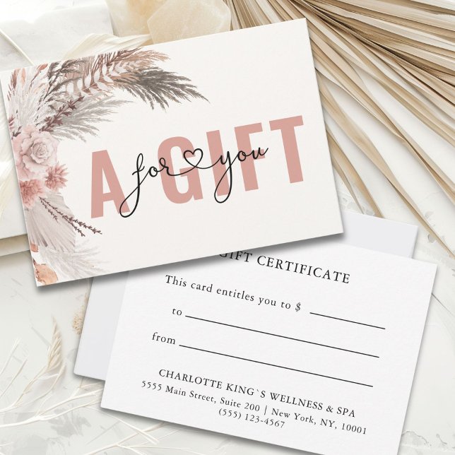 CERTIFICADO DE REGALO DE NEGOCIO | BOHO (BUSINESS GIFT CERTIFICATE | BOHO)