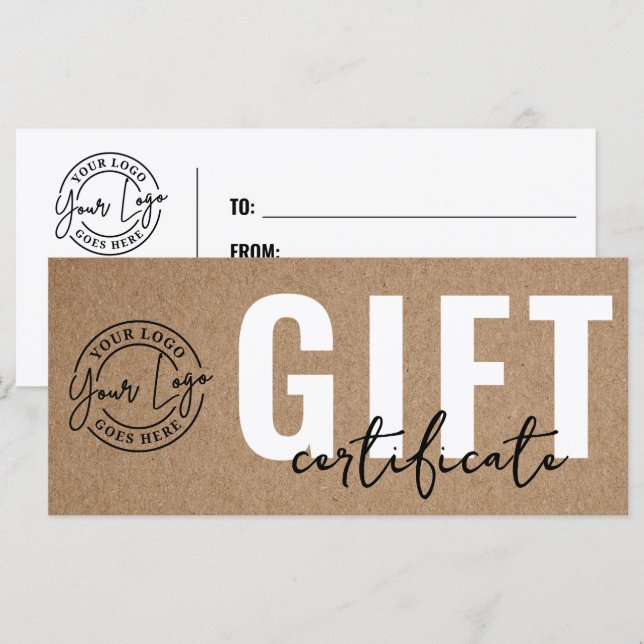Certificado de regalo de negocio con logotipo (Anverso / Reverso)