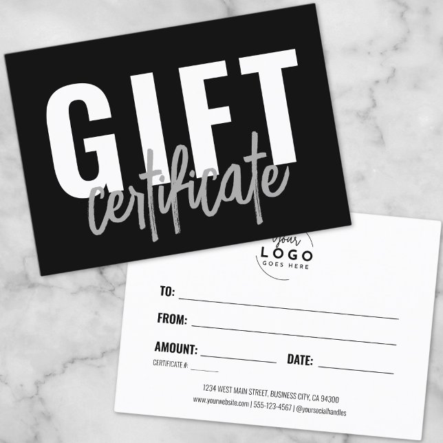 Certificado de regalo de negocio de escritura mode (Logo Modern Script Business Gift Certificate)