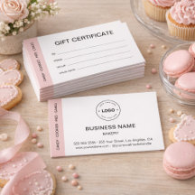 Certificado de regalo de negocio de logotipo perso