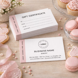 Certificado de regalo de negocio de logotipo perso