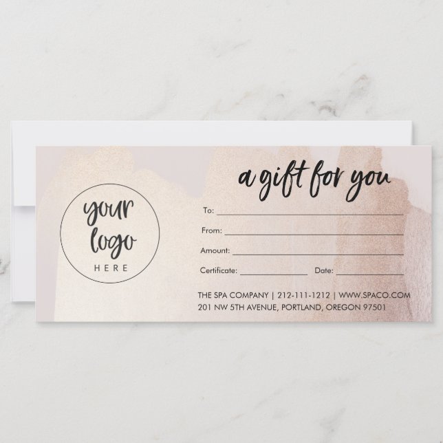 Certificado de regalo de negocio en oro rosado con (Anverso)