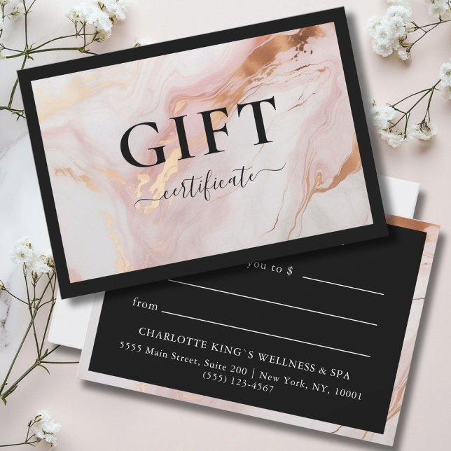 CERTIFICADO DE REGALO DE NEGOCIO | MARBLE GOLD RUB (BUSINESS GIFT CERTIFICATE | MARBLE GOLD BLUSH)