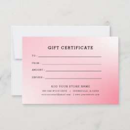Certificado de regalo de negocio minimalista con l