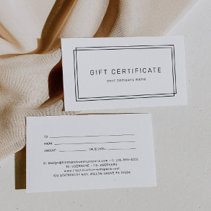 Certificado de regalo de negocio minimalista moder