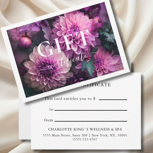 CERTIFICADO DE REGALO DE NEGOCIO | Moderno | Flora (BUSINESS GIFT CERTIFICATE | Modern | Floral | personalized with your name and more.)