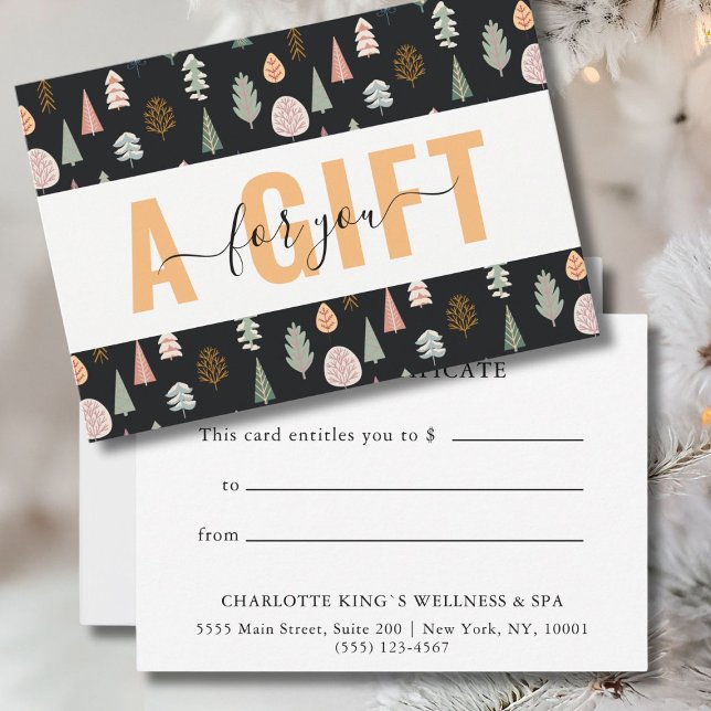 CERTIFICADO DE REGALO DE NEGOCIO | Navidades| Árbo (BUSINESS GIFT CERTIFICATE | Christmas| Winter Tree)