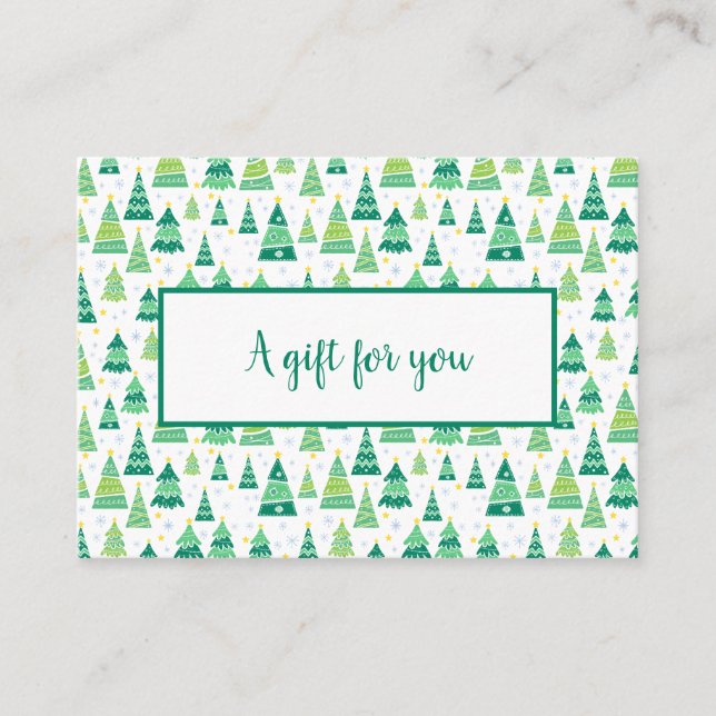 Certificado de regalo de negocio navideño árboles  (Anverso)