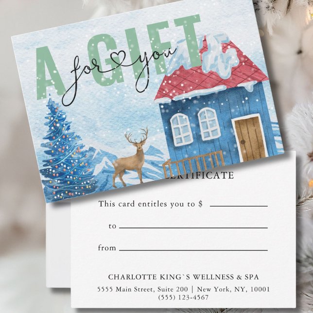 CERTIFICADO DE REGALO DE NEGOCIO | Patrón de nieve (BUSINESS GIFT CERTIFICATE | Christmas Winter)