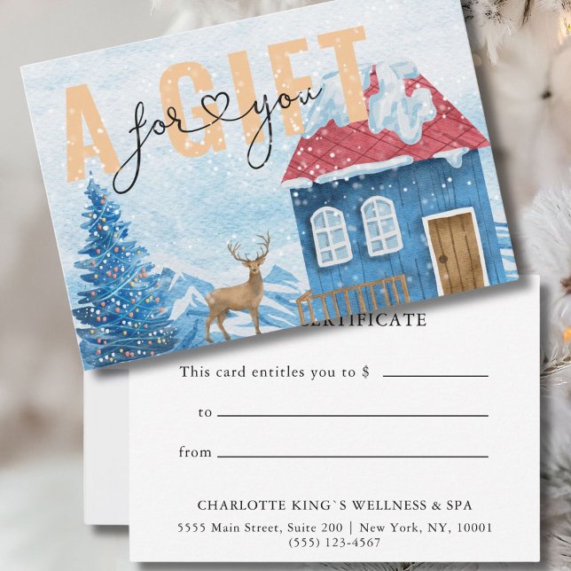 CERTIFICADO DE REGALO DE NEGOCIO | Patrón de nieve (BUSINESS GIFT CERTIFICATE |  Christmas Winter)