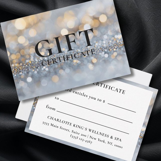 CERTIFICADO DE REGALO DE NEGOCIO | PURPURINA | (SALON BUSINESS GIFT CERTIFICATE | GLITTER |)