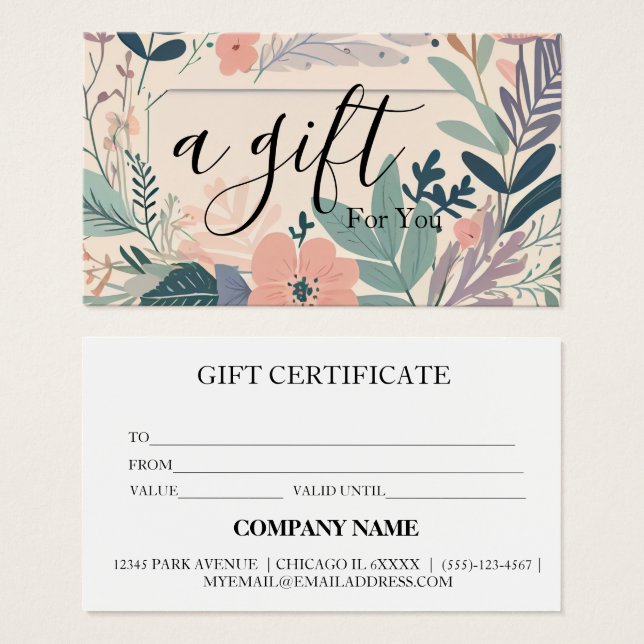 Certificado de regalo de negocio simple y moderno (Anverso y reverso)