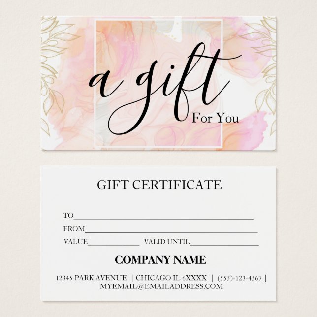 Certificado de regalo de negocio simple y moderno (Anverso y reverso)