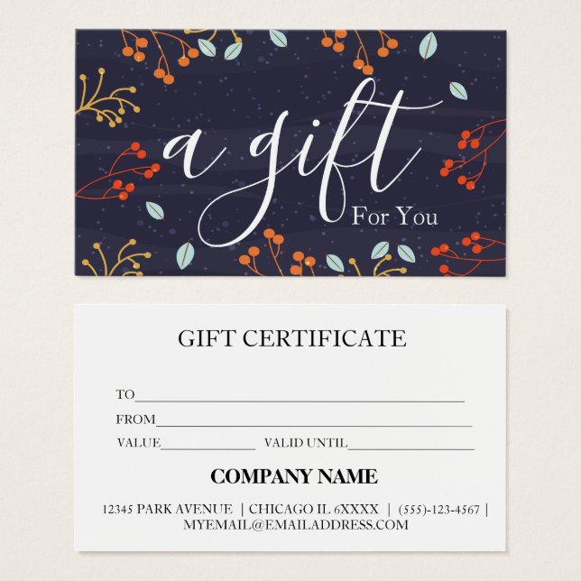 Certificado de regalo de negocio simple y moderno (Anverso y reverso)