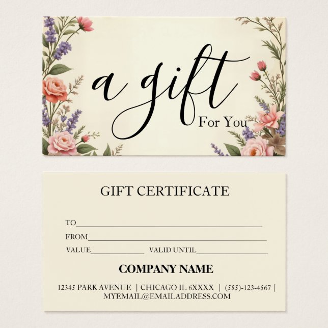 Certificado de regalo de negocio simple y moderno (Anverso y reverso)