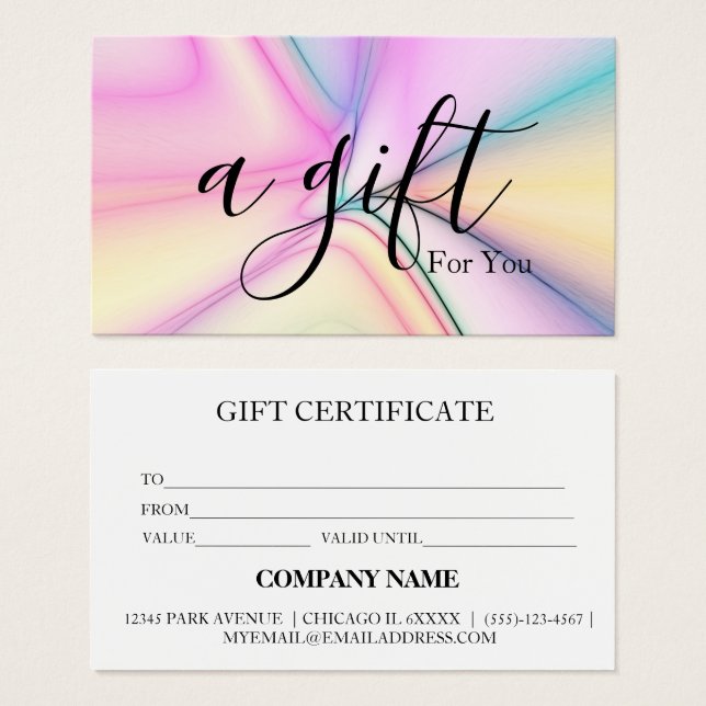 Certificado de regalo de negocio simple y moderno (Anverso y reverso)