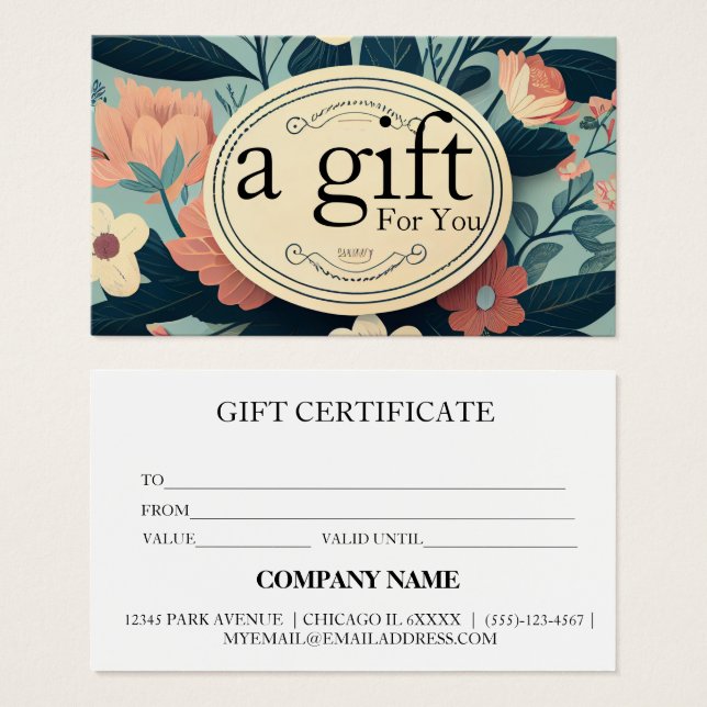 Certificado de regalo de negocio simple y moderno (Anverso y reverso)