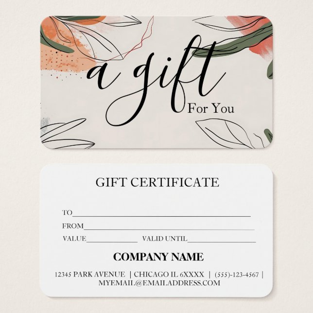 Certificado de regalo de negocio simple y moderno (Anverso y reverso)