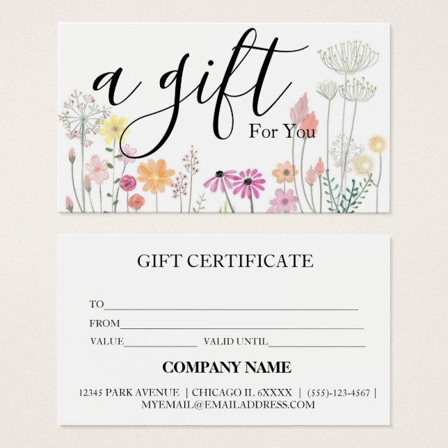 Certificado de regalo de negocio simple y moderno (Anverso y reverso)