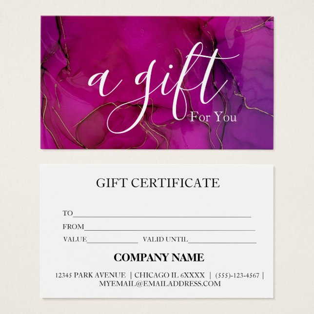 Certificado de regalo de negocio simple y moderno (Anverso y reverso)