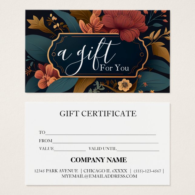 Certificado de regalo de negocio simple y moderno (Anverso y reverso)