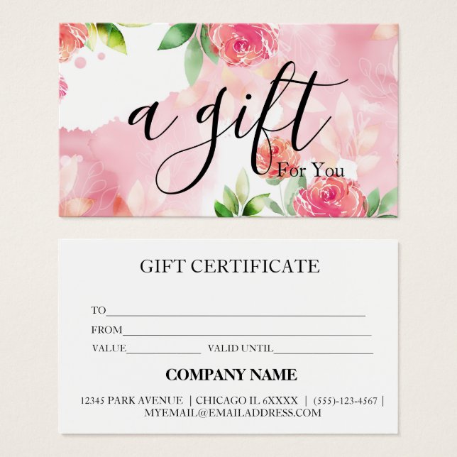 Certificado de regalo de negocio simple y moderno (Anverso y reverso)
