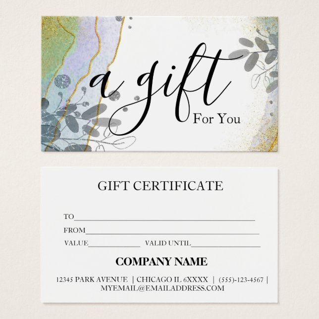 Certificado de regalo de negocio simple y moderno (Anverso y reverso)